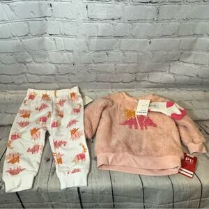 PL Baby 3 Piece Pink Christmas Dinosaur Set